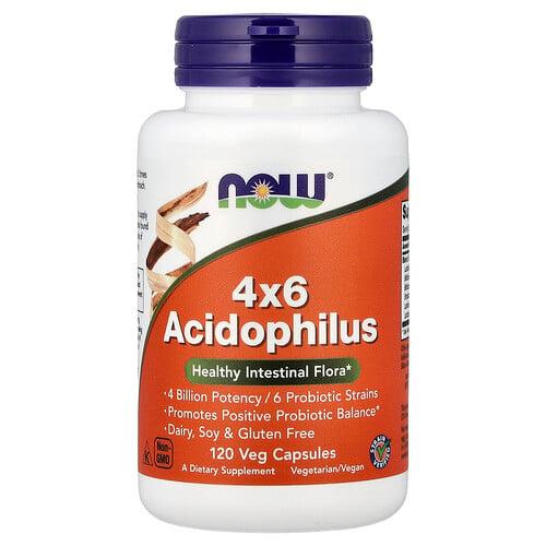 Now Foods 4x6 Acidophilus 120 Veg Capsules