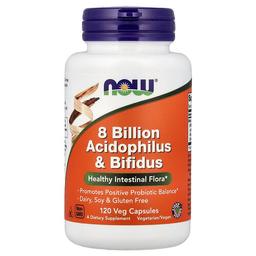 Now Foods 8 Billion Acidophilus Bifidus 120 Veg Capsules 68 Mg Per Capsule