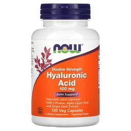 Now Foods Hyaluronic Acid With L Proline Alpha Lipoic Acid And Grape Seed Extract 100 Mg 120 Veg Capsules