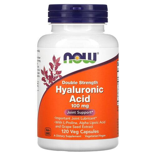 Now Foods Hyaluronic Acid With L Proline Alpha Lipoic Acid And Grape Seed Extract 100 Mg 120 Veg Capsules