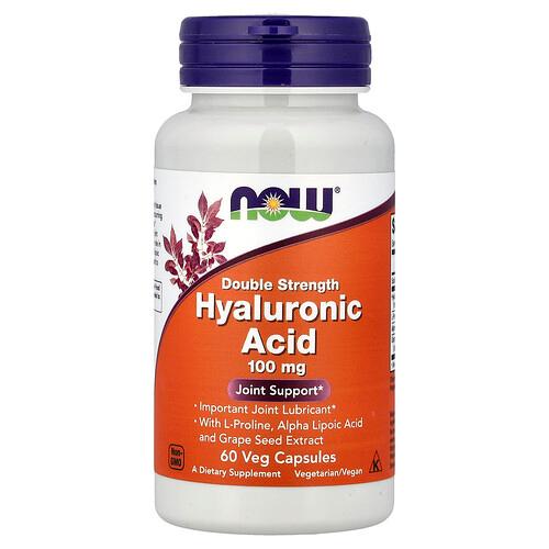 Now Foods Hyaluronic Acid With L Proline Alpha Lipoic Acid And Grape Seed Extract 100 Mg 60 Veg Capsules