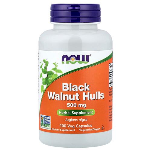 Now Foods Black Walnut Hulls 500 Mg 100 Veg Capsules