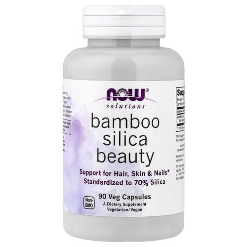Now Foods Solutions Bamboo Silica Beauty 90 Veg Capsules 380 Mg Per Capsule