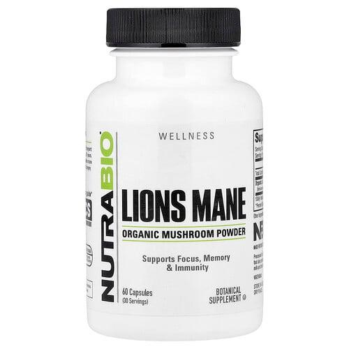 Nutrabio Wellness Organic Lions Mane 60 Capsules 0 5 G Per Capsule
