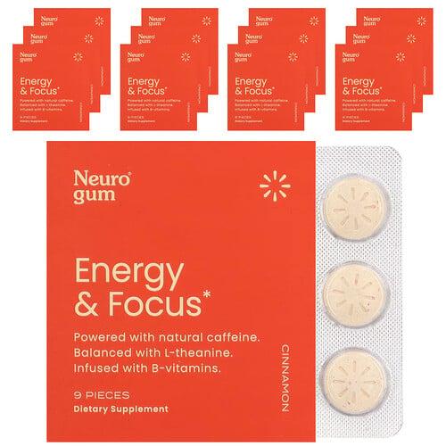 Neurogum Energy Focus Cinnamon 12 Packs 9 Pieces Each