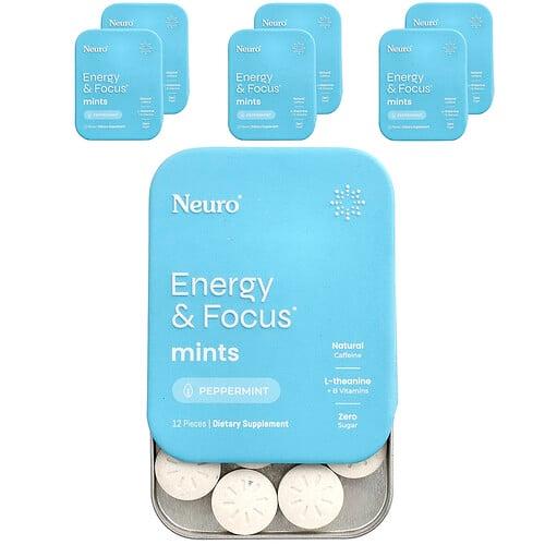 Neurogum Mints Energy Focus Peppermint 6 Packs 12 Pieces Each