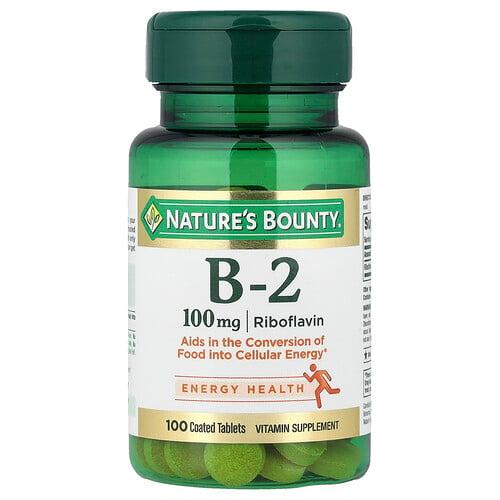 Nature S Bounty Vitamin B 2 100 Mg 100 Coated Tablets