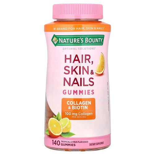 Nature S Bounty Optimal Solutions Hair Skin Nails Gummies Tropical Citrus 140 Gummies