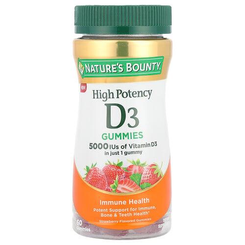 Nature S Bounty Vitamin D3 Gummies High Potency Strawberry 5 000 Iu 60 Gummies