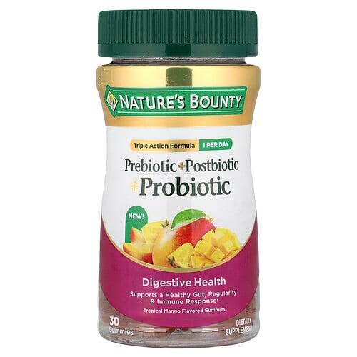 Nature S Bounty Prebiotic Postbiotic Probiotic Gummies Tropical Mango 30 Gummies
