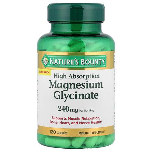 Nature S Bounty Magnesium Glycinate High Absorption 120 Capsules 120 Mg Per Capsule