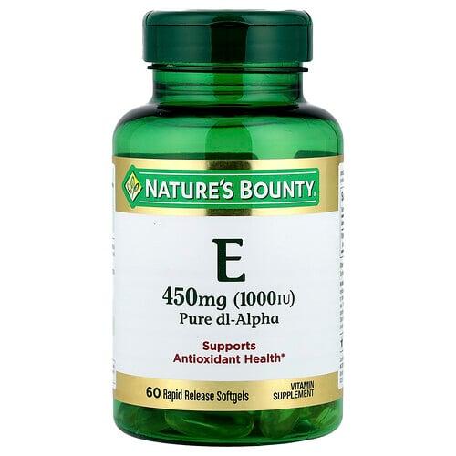 Nature S Bounty Vitamin E Pure Dl Alpha 450 Mg 1 000 Iu 60 Rapid Release Softgels