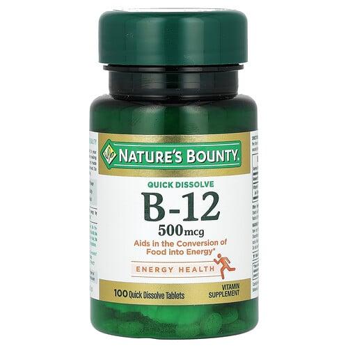 Nature S Bounty Vitamin B 12 Natural Cherry 500 Mcg 100 Quick Dissolve Tablets