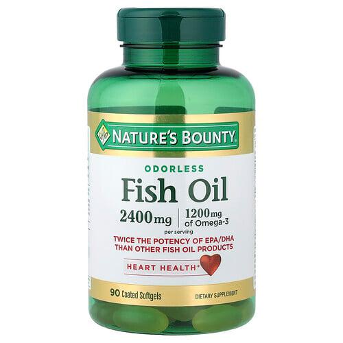 Nature S Bounty Fish Oil Odorless 90 Coated Softgels 1 200 Mg Per Softgel