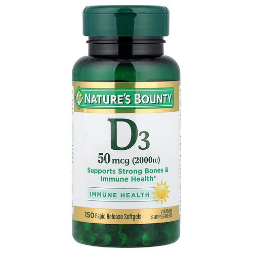 Nature S Bounty D3 50 Mcg 2 000 Iu 150 Rapid Release Softgels