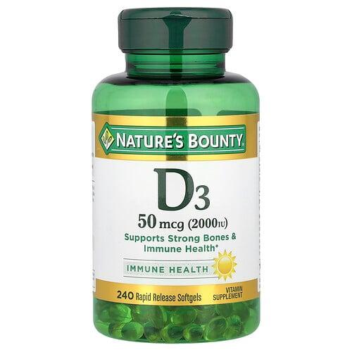 Nature S Bounty D3 50 Mcg 2 000 Iu 240 Rapid Release Softgels