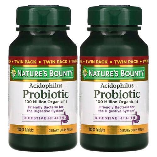 Nature S Bounty Acidophilus Probiotic Twin Pack 100 Tablets Each 0 5 Mg Per Tablet