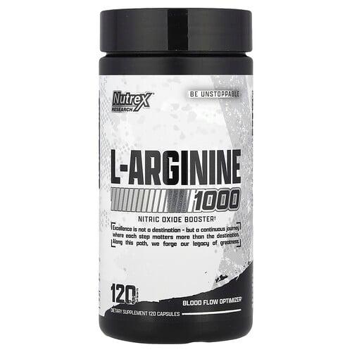 Nutrex Research L Arginine 1000 120 Capsules 500 Mg Per Capsule