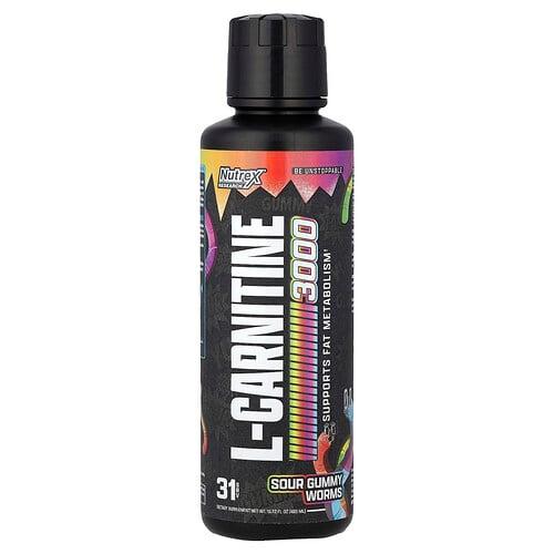 Nutrex Research L Carnitine 3000 Sour Gummy Worms 15 72 Fl Oz 465 Ml