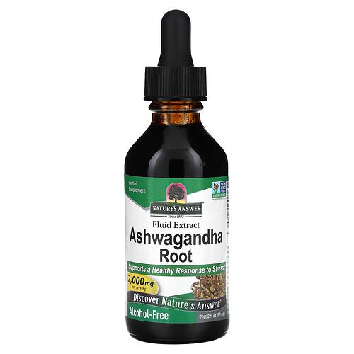 Nature S Answer Ashwagandha Root Fluid Extract Alcohol Free 2 000 Mg 2 Fl Oz 60 Ml
