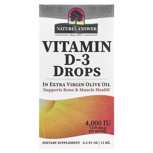Nature S Answer Vitamin D 3 Drops In Extra Virgin Olive Oil 100 Mcg 4 000 Iu 0 5 Fl Oz 15 Ml