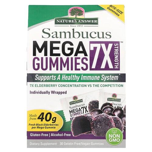 Nature S Answer Sambucus Mega Gummies 7x Strength 202 Mg 30 Gelatin Free Vegan Gummies