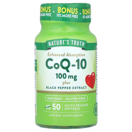 Nature S Truth Coq 10 Plus Black Pepper Extract Enhanced Absorption 100 Mg 50 Quick Release Softgels