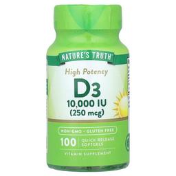 Nature S Truth Vitamin D3 High Potency 250 Mcg 10 000 Iu 100 Quick Release Softgels