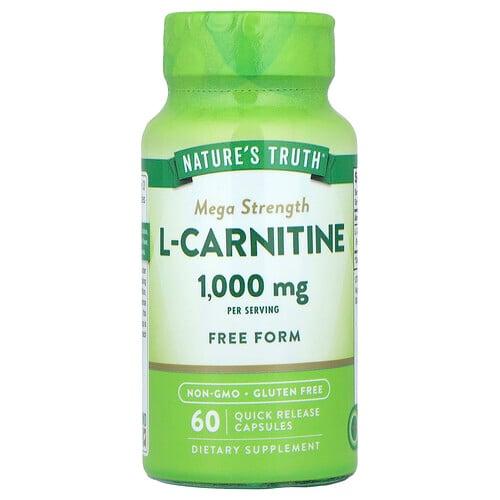네이쳐스 트루 Nature's Truth, L-카르니틴, 메가 스트렝스, 빠른 방출 캡슐 60정(캡슐 1정당 500mg) product image