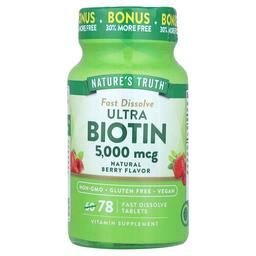 Nature S Truth Ultra Biotin Natural Berry 5 000 Mcg 78 Fast Dissolve Tablets