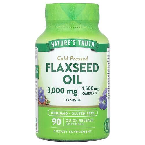 Nature S Truth Flaxseed Oil Cold Pressed 90 Quick Release Softgels 1 000 Mg Per Softgel