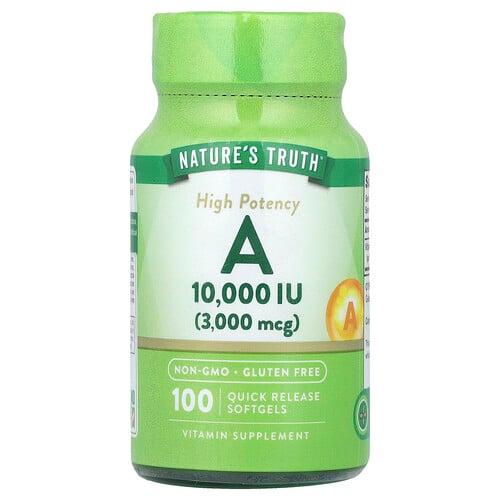 Nature S Truth Vitamin A High Potency 3 000 Mcg 10 000 Iu 100 Quick Release Softgels product image