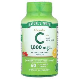 Nature S Truth Vitamin C Plus Wild Rose Hips Natural Orange 60 Chewable Tablets