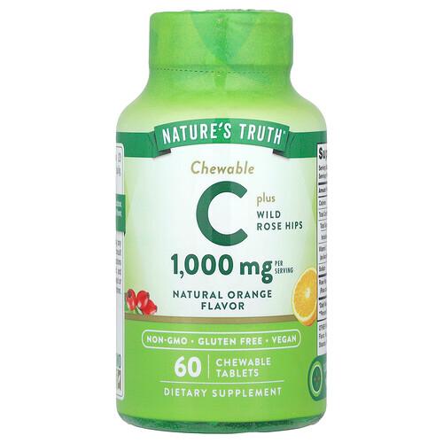 Nature S Truth Vitamin C Plus Wild Rose Hips Natural Orange 60 Chewable Tablets
