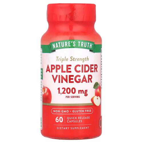 네이쳐스 트루 Nature's Truth, 트리플 스트렝스 사과 식초, 빠른 방출 베지 캡슐 60정(1정당 600mg) product image