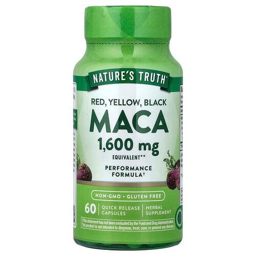 Nature S Truth Red Yellow Black Maca 1 600 Mg 60 Quick Release Capsules