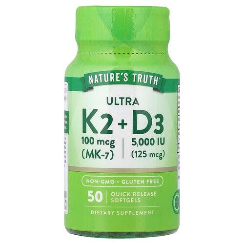 Nature S Truth Ultra K2 D3 50 Quick Release Softgels