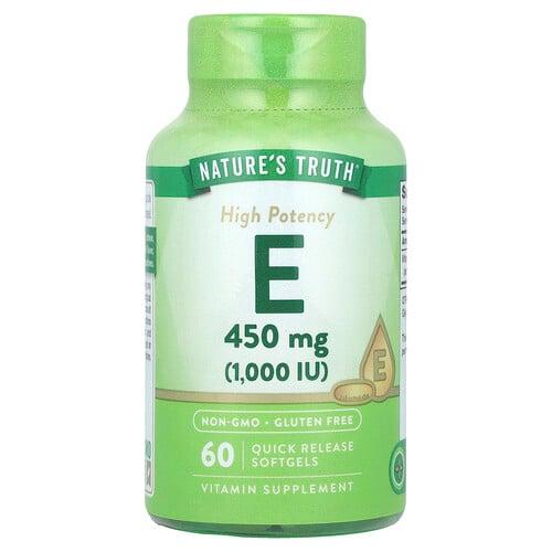 Nature S Truth Vitamin E High Potency 450 Mg 1 000 Iu 60 Quick Release Softgels product image