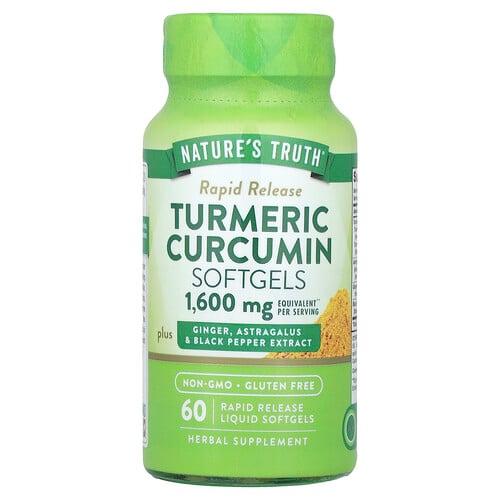 Nature S Truth Turmeric Curcumin Plus Ginger Astragalus Black Pepper Extract 60 Rapid Release Liquid Softgels