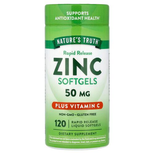 Nature S Truth Zinc Plus Vitamin C 120 Rapid Release Liquid Softgels product image