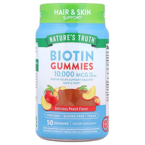 Nature S Truth Biotin Gummies Delicious Peach 50 Gummies 5 000 Mcg Per Gummy product image