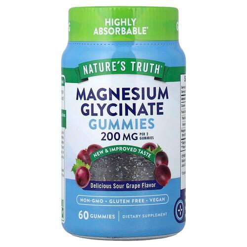 Nature S Truth Magnesium Glycinate Gummies Delicious Sour Grape 60 Gummies
