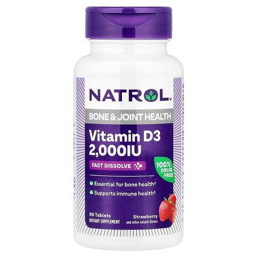 Natrol Vitamin D3 Strawberry 2 000 Iu 90 Tablets product image