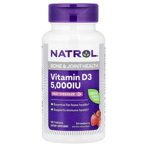Natrol Vitamin D3 Strawberry 5 000 Iu 90 Tablets product image