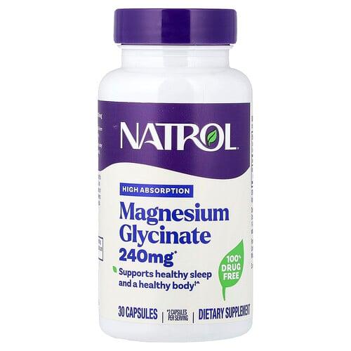Natrol Magnesium Glycinate High Absorption 30 Capsules 120 Mg Per Capsule