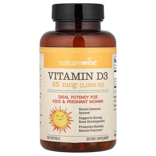Naturewise Vitamin D3 25 Mcg 1 000 Iu 360 Softgels