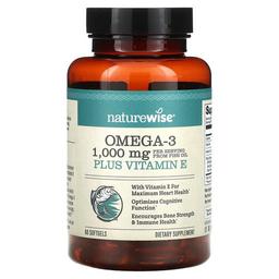 Naturewise Omega 3 Plus Vitamin E Lemon 60 Softgels