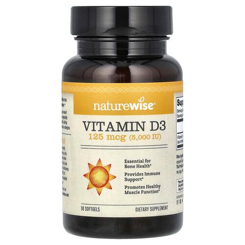 Naturewise Vitamin D3 125 Mcg 5 000 Iu 30 Softgels product image