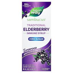 Nature S Way Sambucus Traditional Immune Syrup Zero Sugar Elderberry 4 Fl Oz 120 Ml