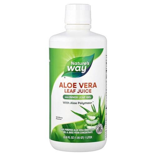 Nature S Way Aloe Vera Leaf Juiceand Inner Leaf Gel With Aloe Polymax Wild Berry 33 8 Fl Oz 1 Liter